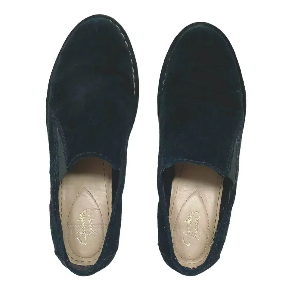 Clarks Size 6.5 Somerset Black Suede Cabaret City Loafers